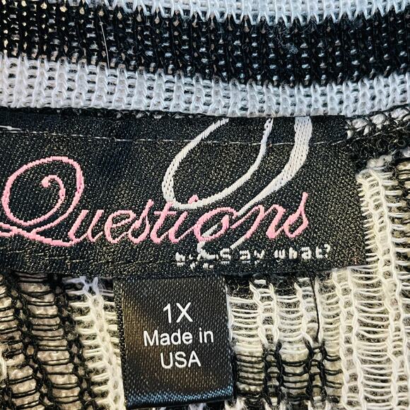 Questions Black White Aztec Sleeveless Open Front Hi Lo Hem Sweater Cardigan 1X - Picture 8 of 12